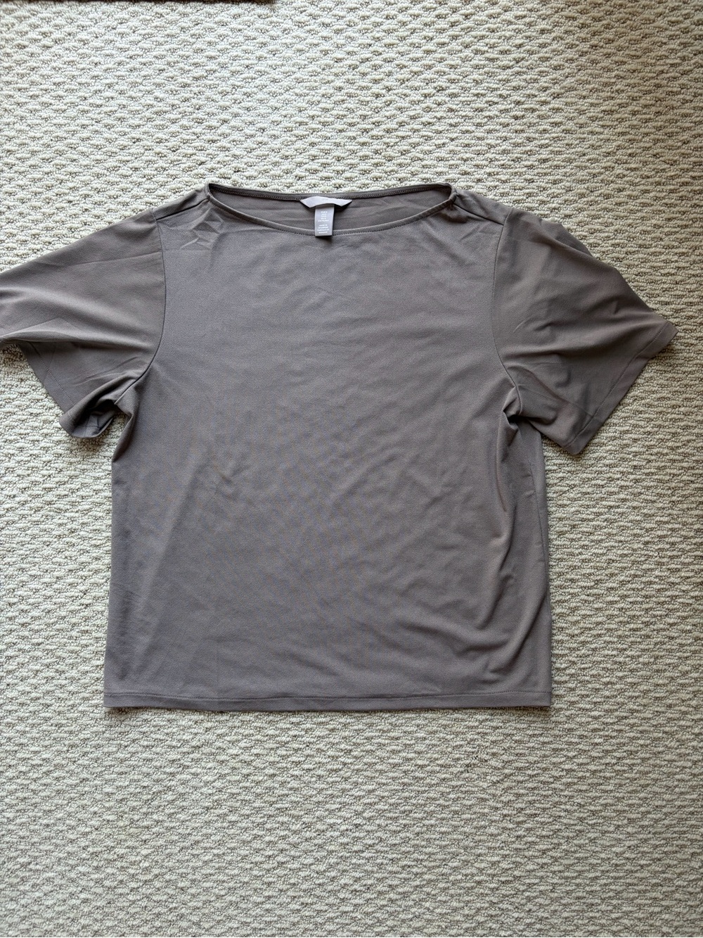 H&M Short Sleeve Boxy Tee in Taupe